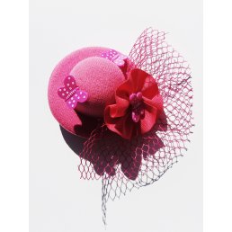 Minihut Fascinator Schleier Schmetterling Pink Burlesque Rockabilly Pin Up 1480.jpg