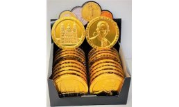 Milch-Schoko-Münzen, Format 100 mm, Mozart / Salzburger Dom, Gold 