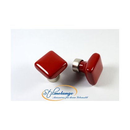 Porzellanknopf viereckig rot Nickel satiniert 30 x 33 x 30 - Stilmelange Qualität aus Europa seit 1998 201.jpg